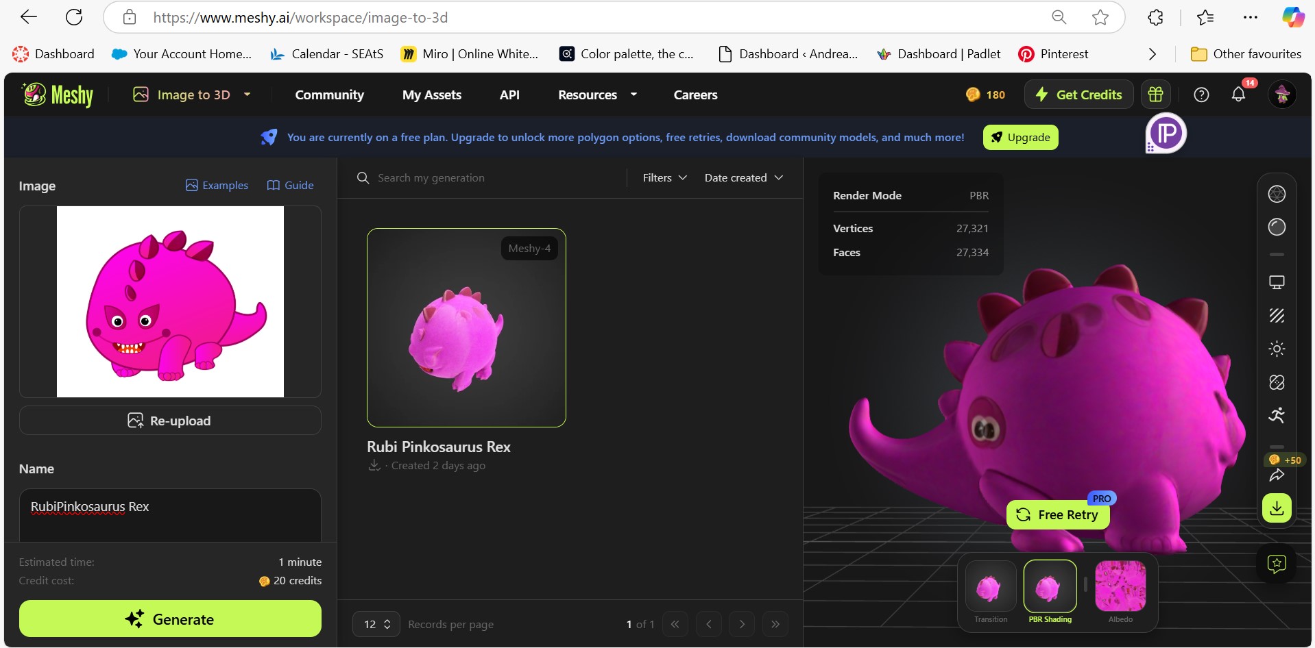 Figure 15.5 – 3D main character modeled in Meshy for the final AR book experience, demonstrating software proficiency.