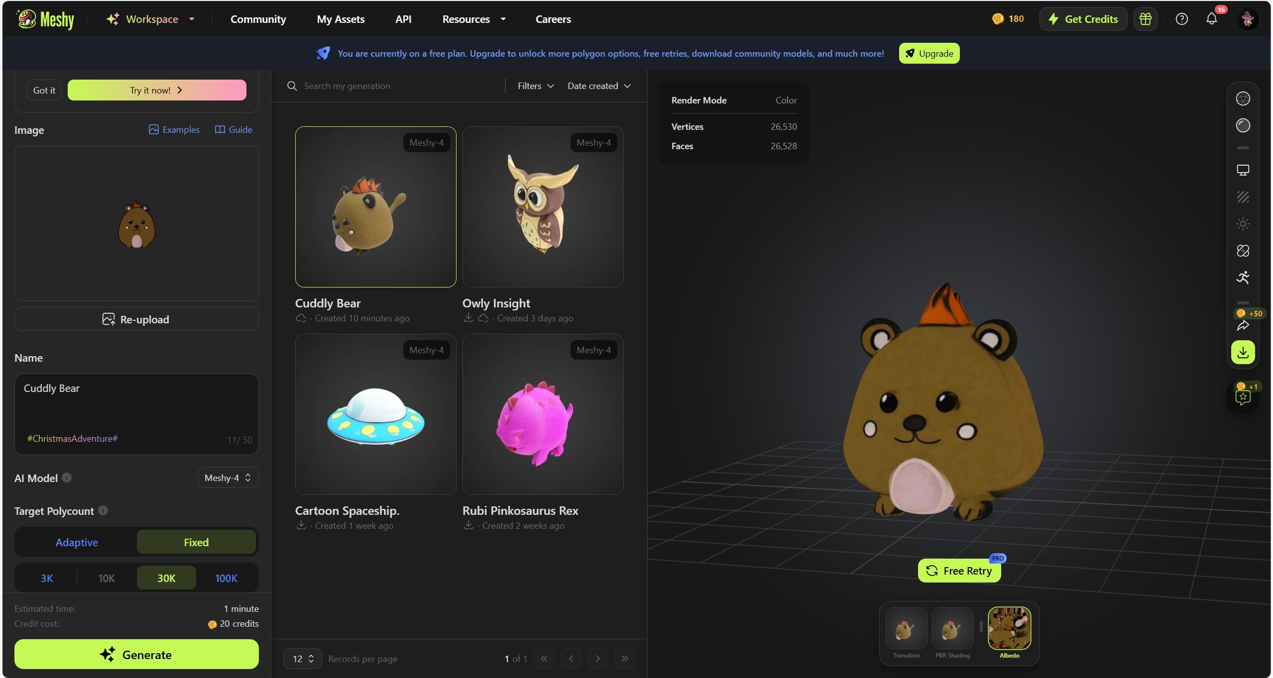 Figure 15.17 – Development of the 3D Bear character in Meshy for the final AR book experience, demonstrating software proficiency.